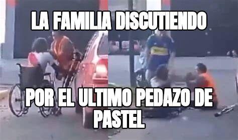 la familia discutiendo por el ultimo pedazo de pastel