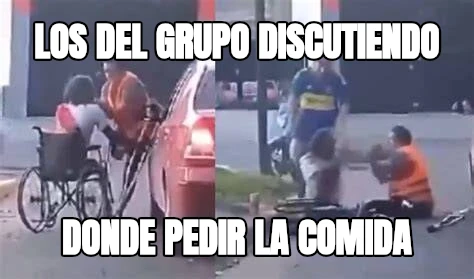 los del grupo discutiendo donde pedir la comida