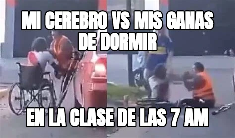 mi cerebro vs mis ganas de dormir en la clase de las 7 am